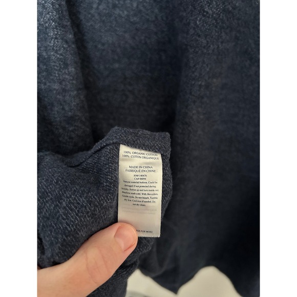 Faherty alpine knit Men Navy Blue Organic Cotton Movement Flannel Shirt L - Picture 5 of 6